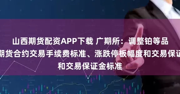 山西期货配资APP下载 广期所：调整铂等品种相关期货合约交易手续费标准、涨跌停板幅度和交易保证金标准